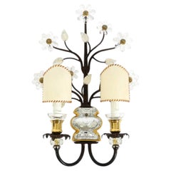 Italian 1960s Regency floral murano glass wall lamp by Banci Firenze