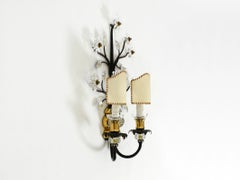 Italian 1960s Regency floral murano glass wall lamp by Banci Firenze