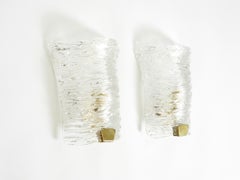 Set of two rare 1960s glass and brass wall lamps by J.T. Kalmar, Austria