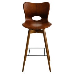 Counter Bar Stool in Bouclé Fabric and Brass Finishes For Sale at 1stDibs