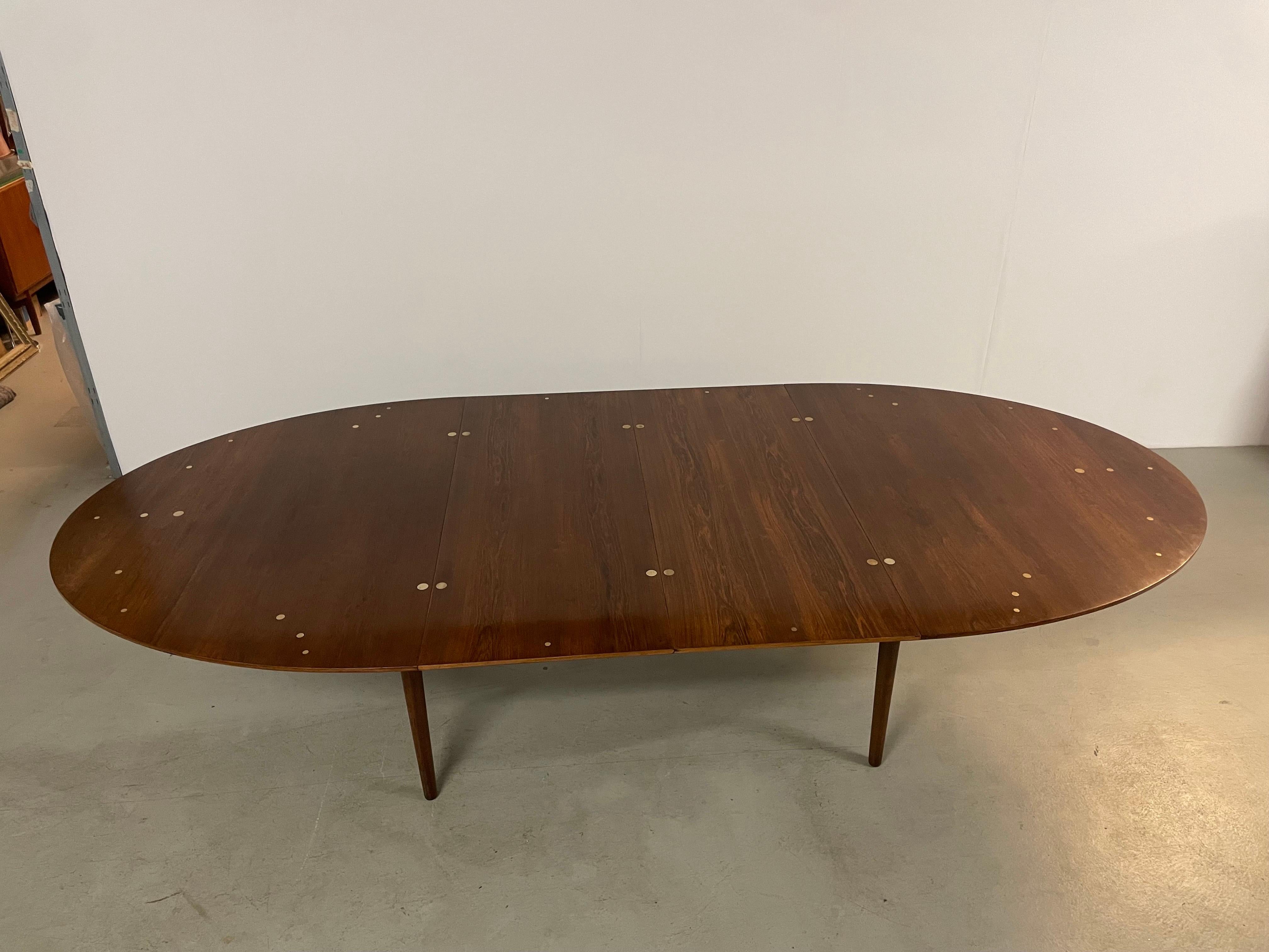 Leather Finn Juhl Model Judas Dining Table in Palisander 1950s For Sale