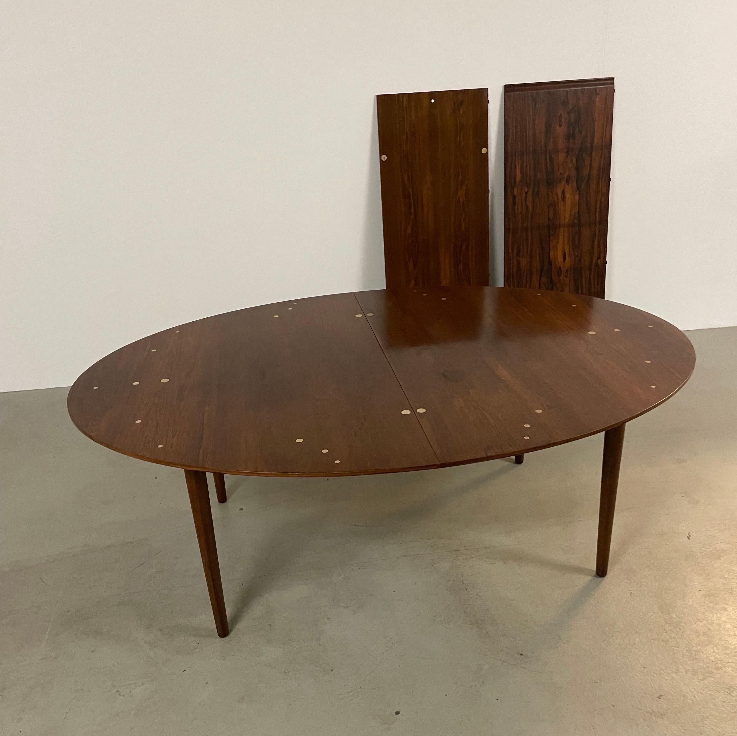Leather Finn Juhl Model Judas Dining Table in Palisander 1950s For Sale