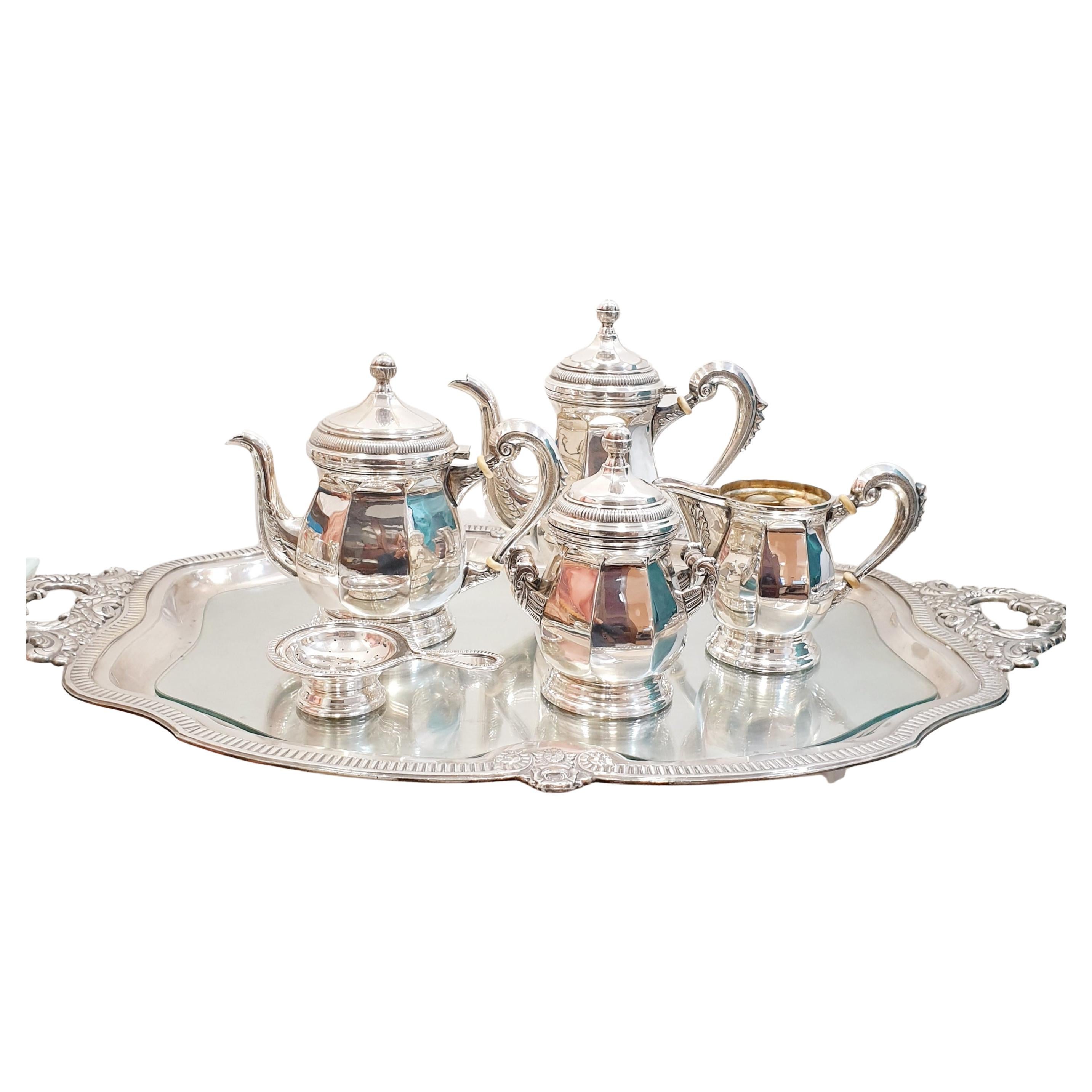 Vintage Alpaca Silver Plate Coffe & Tea set from  AlpPlat Elephant Spain 1950´s For Sale