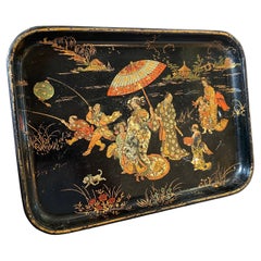 19th Century Hand- Painted Orientalist Papier Machè Small Tray
