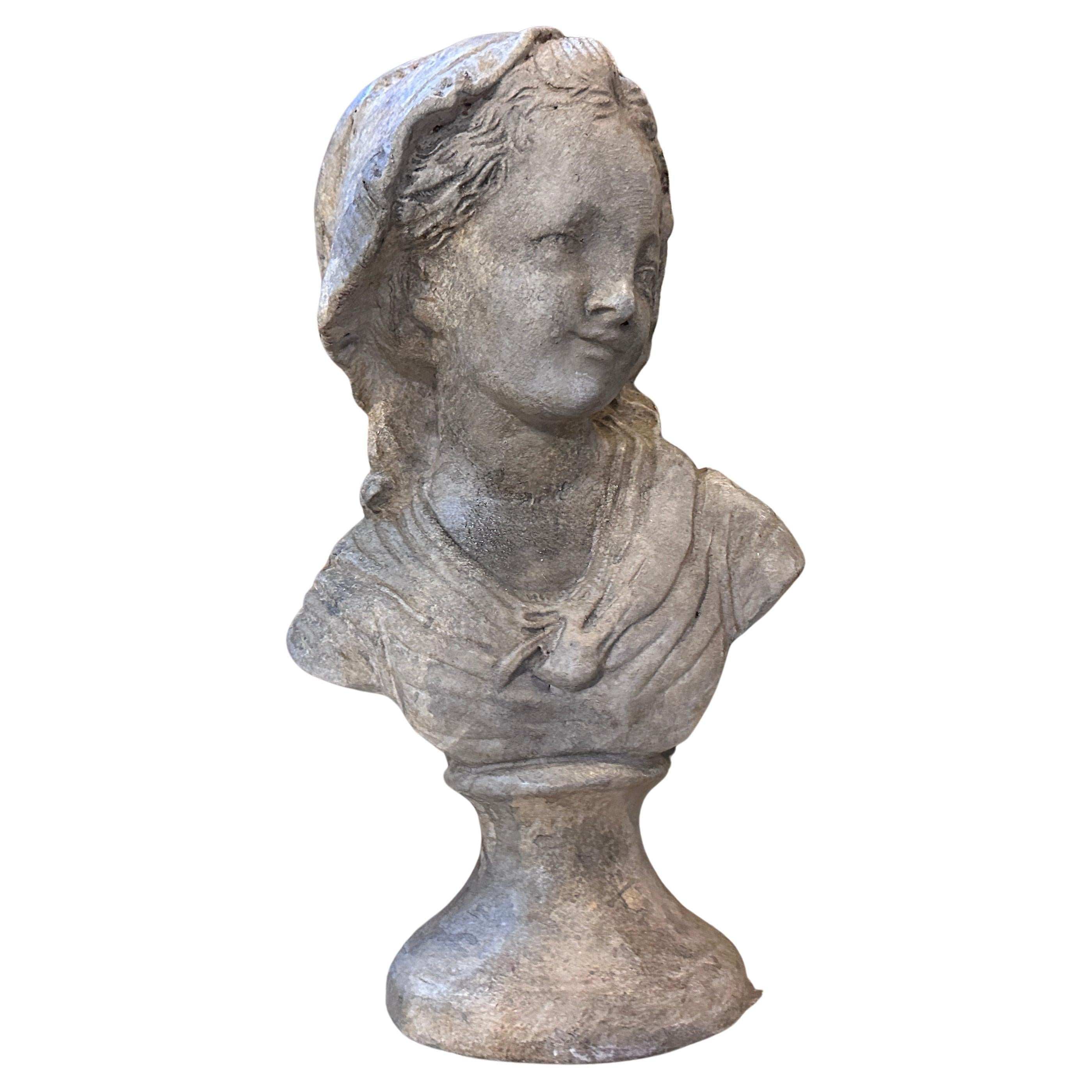 Escultura siciliana Art Nouveau de terracota de una niña