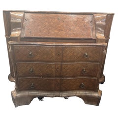 1770s Louis XV Important Roman Marquetry Flap Dresser