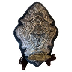 1960s Metal and Velvet Italian Holy Water Stoup