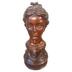 A Sicilian Art Nouveau Wood Sculpture of a Bust of a Young Woman