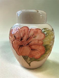 Moorcroft Vintage large 6” High Hibiscus Ginger Jar with Lid Stamped and Signed