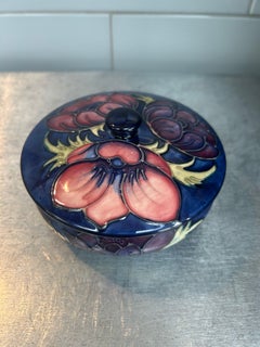 Moorcroft Vintage Anemone Lidded Trinket or Powder Bowl Signed and Stamped.