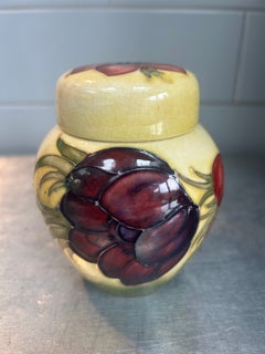 Moorcroft Vintage Anemone Ginger Jar With Lid, Stamped & Signed, Original Label