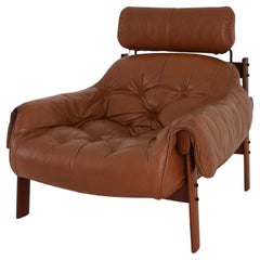 Percival Lafer MP‑41 Lounge Chair in Original Cognac Leather, Brazil, 1970s