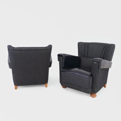Poltrone norvegesi con dettagli in pelle, anni ’40