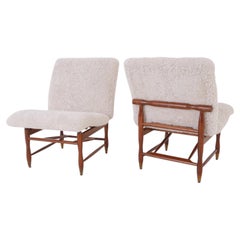 Norwegian Lounge Chairs by Hiorth & Østlyngen in Sheepskin, 1950s