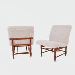 Norwegian Lounge Chairs by Hiorth & Østlyngen in Sheepskin, 1950s