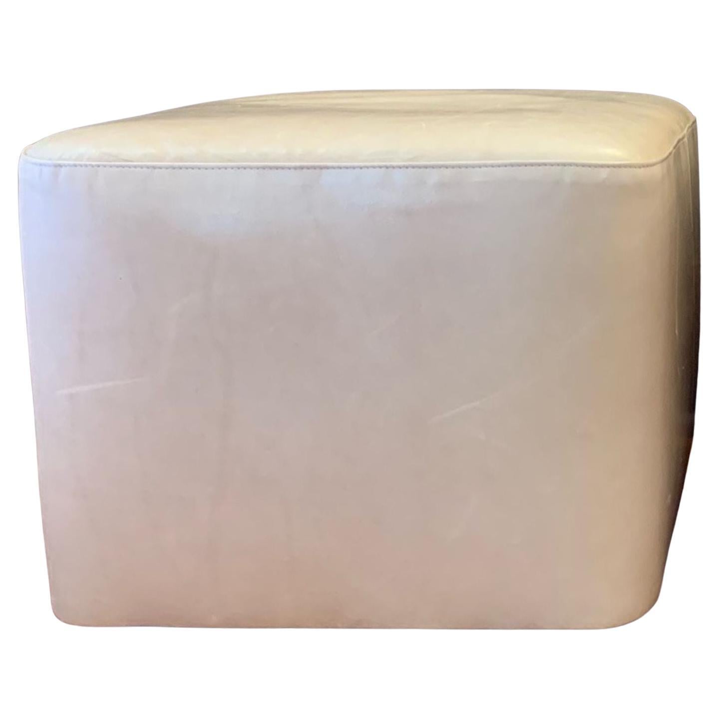 Pair of Contemporary Pale Pink Leather Ottoman Seat on Caster Wheels For Sale