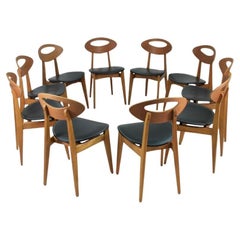 Ten dining chairs by Roger Landault for Maison Sentou, France, 1950s