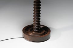 Lampadaire en bois tourné attribué à Charles Dudouyt, France, vers 1940