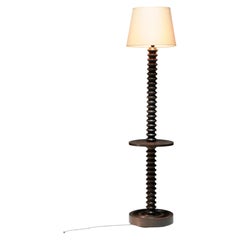 Stehlampe aus gedrechseltem Holz, Charles Dudouyt zugeschrieben, Frankreich, um 1940