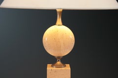 Lampe de table en travertin, création de Philippe Barbier, France, années 1970