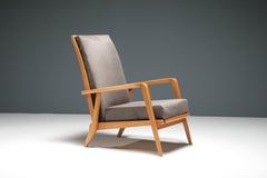 Reconstruction Period Armchair in Solid Beech, France 1940s