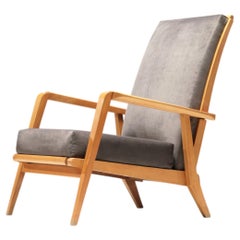 Reconstruction Period Armchair in Solid Beech, France 1940s