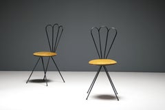 Pair of Sculptural Mid-Century Modern Chairs in Black Metal, France 1950s