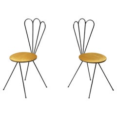 Pair of Sculptural Mid-Century Modern Chairs in Black Metal, France 1950s