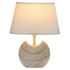 Lámpara de mesa de travertino, estilo italiano, década de los 70