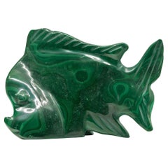 Vero pesce di malachite intagliato a mano // 272 grammi