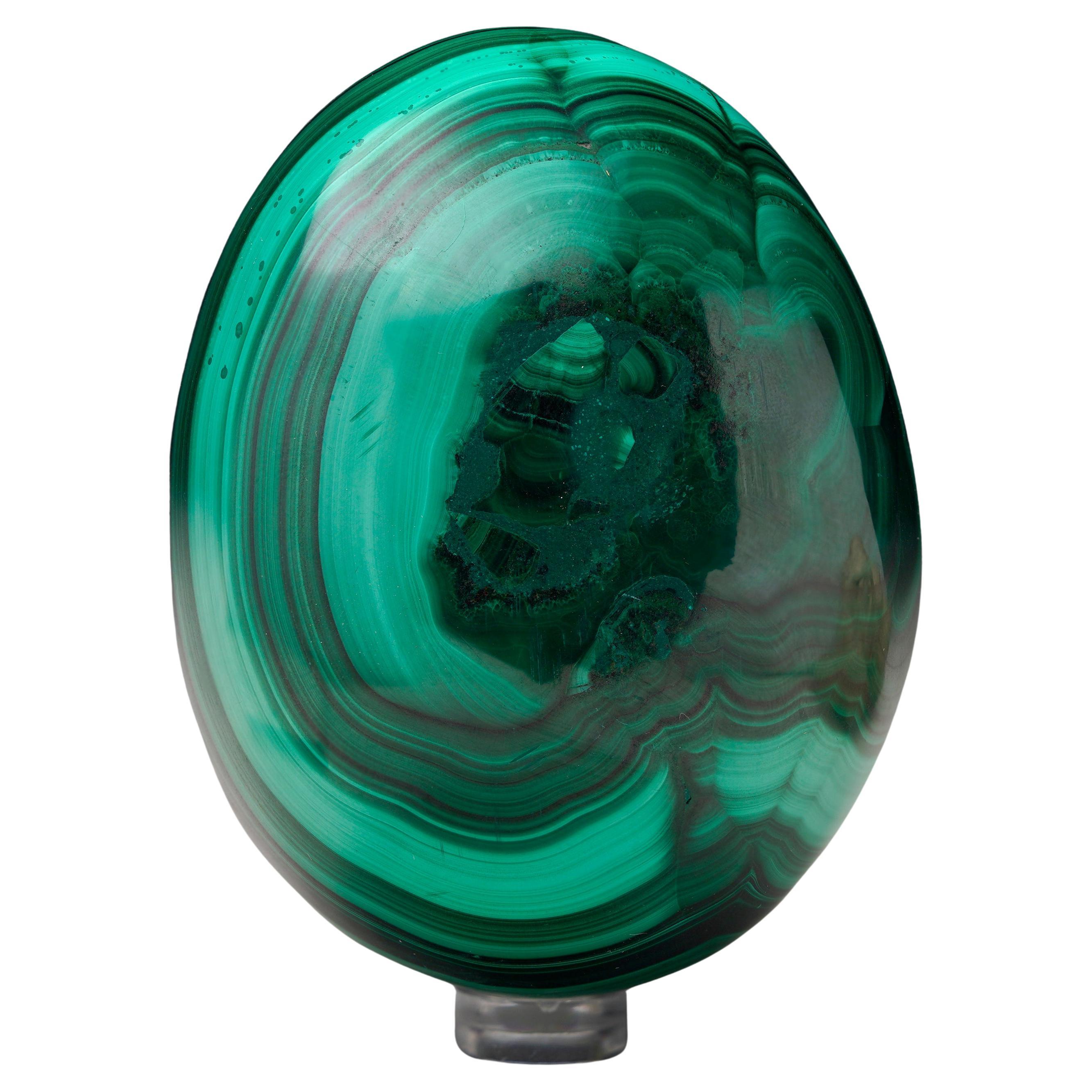 Large Hand-Polished Malachite Egg