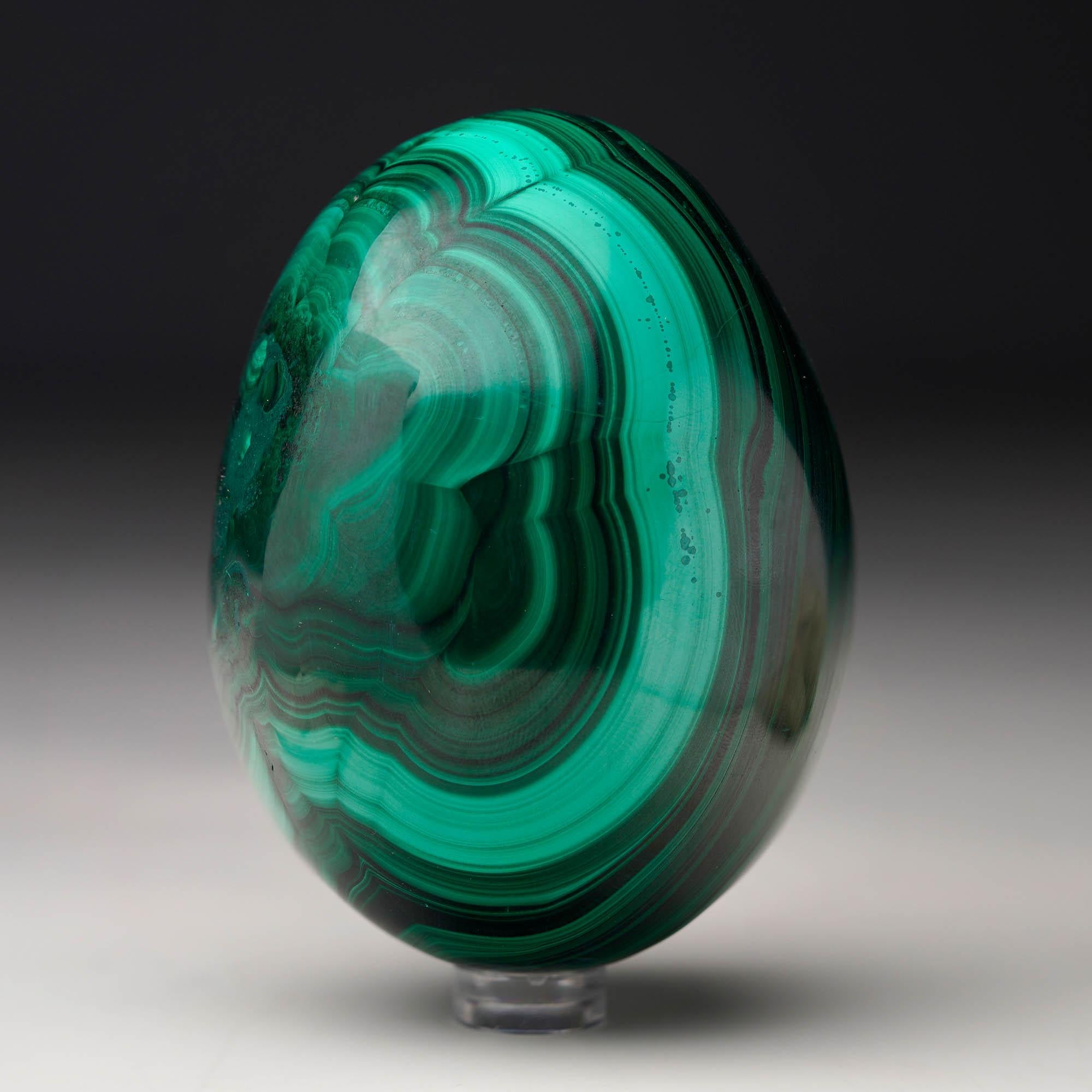Contemporary Large Hand-Polished Malachite Egg For Sale