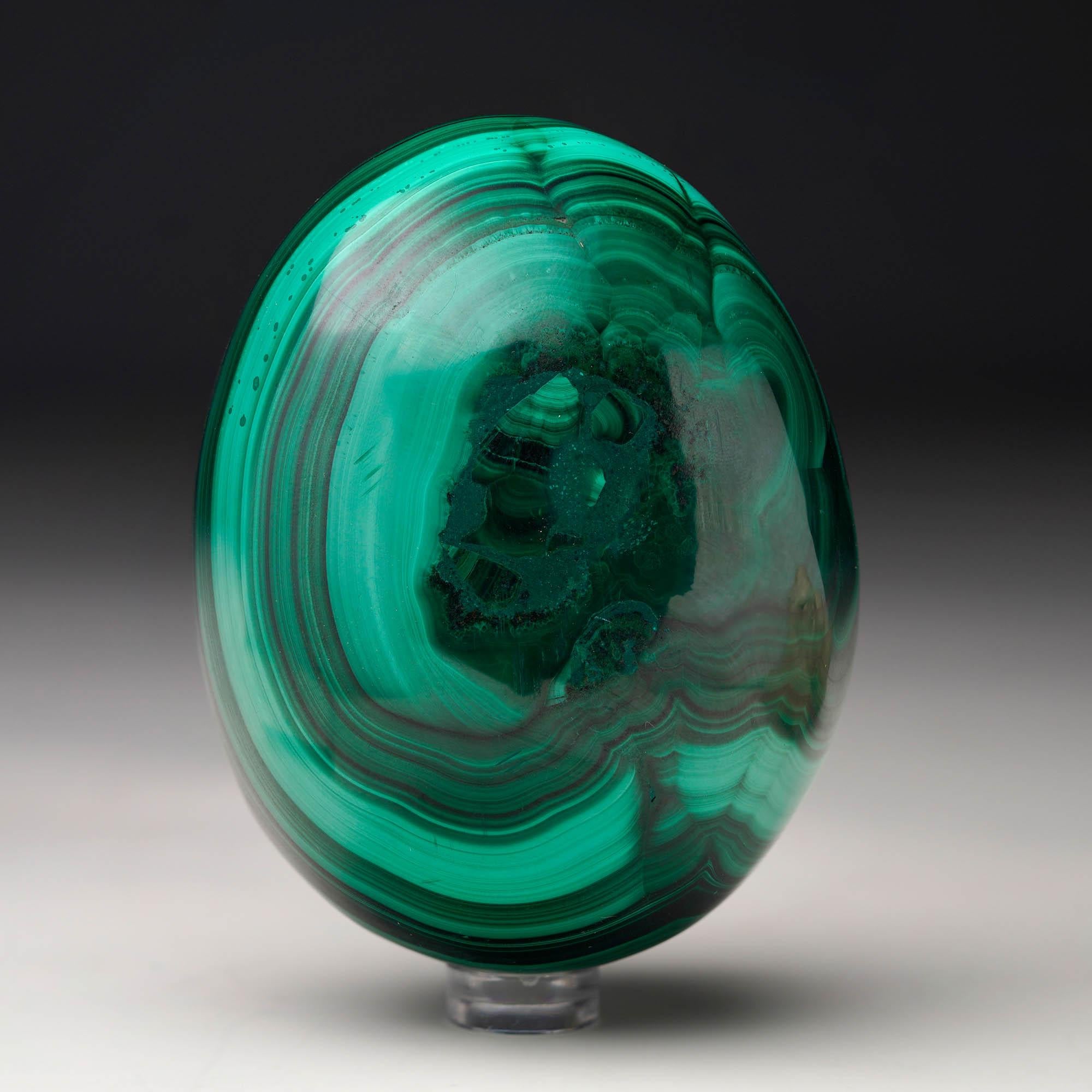 Large Hand-Polished Malachite Egg For Sale 1