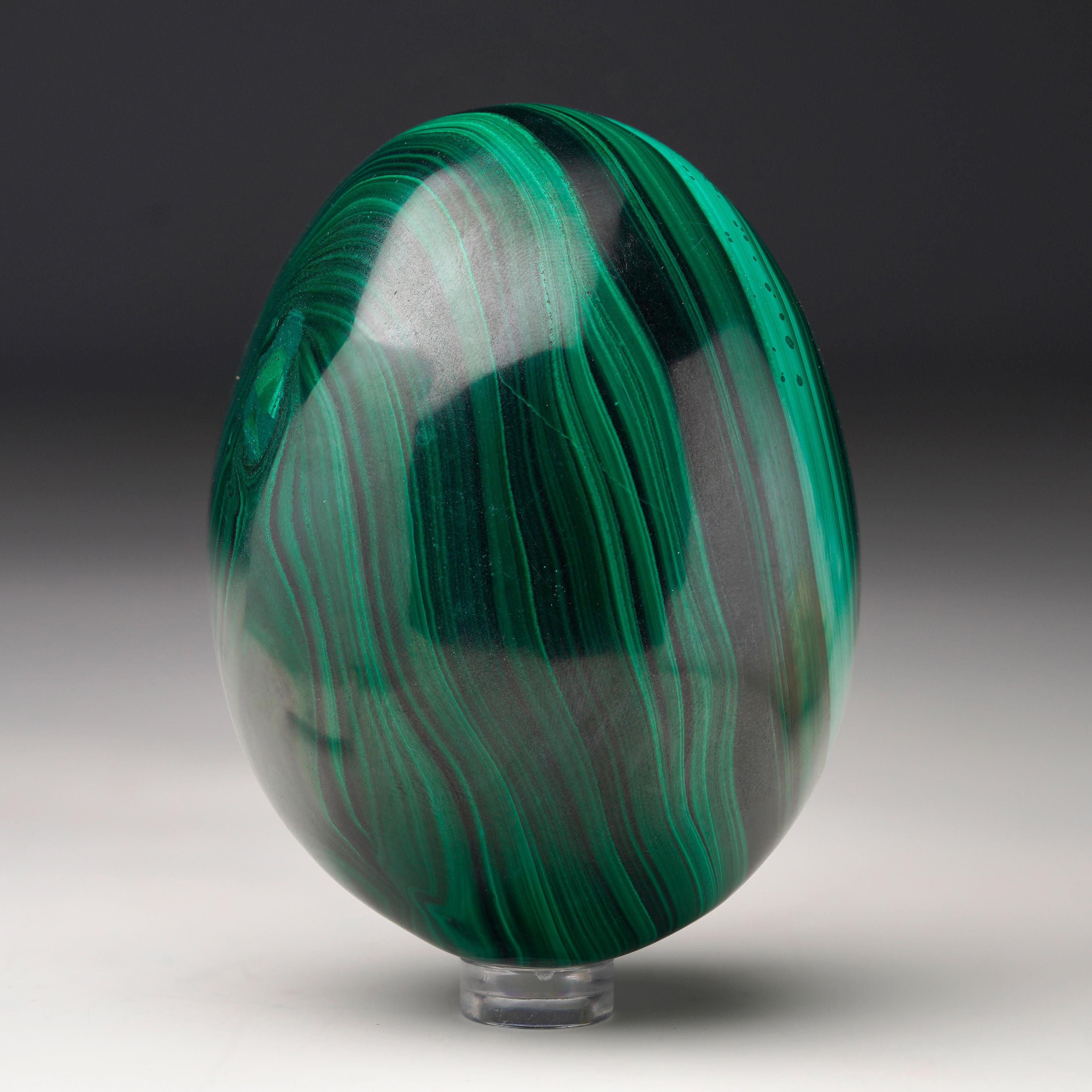 Congolese Large Hand-Polished Malachite Egg For Sale