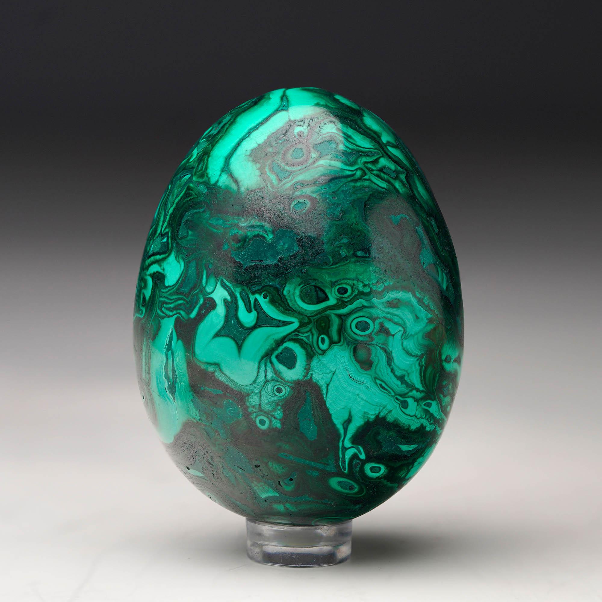 Congolese Hand-Polished Malachite Egg For Sale