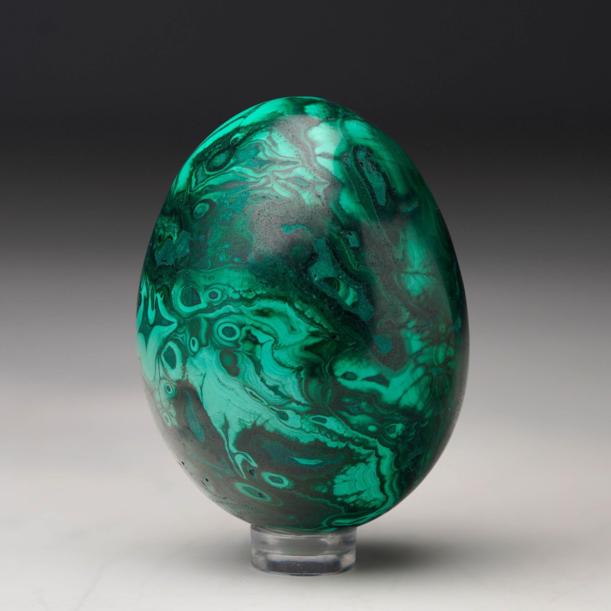 Contemporary Hand-Polished Malachite Egg For Sale