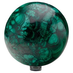 Hand-Polished Solid 3.5" Diameter Malachite Sphere // Ver. III