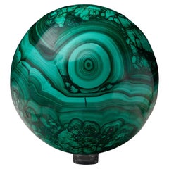 Hand-Polished Solid 3.5" Diameter Malachite Sphere // Ver. IV