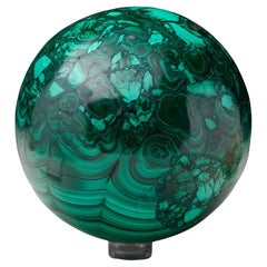 Hand-Polished Solid 3.5" Diameter Malachite Sphere // Ver. V
