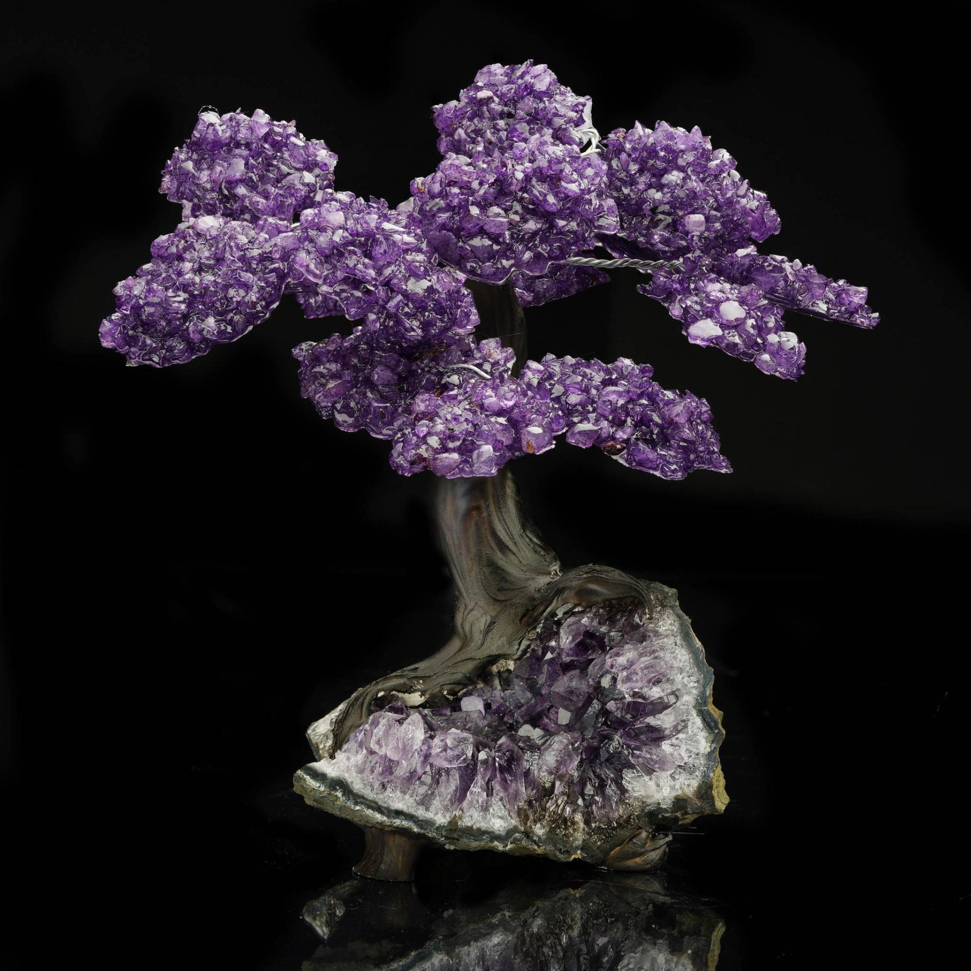 Amethyst Gem Tree on Amethyst Cluster Base