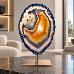 Beautiful Brazilian Agate Slice on Custom Stand - 2.2 lb Natural Decor