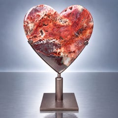Hand Carved Brazilian Agate Heart on Custom Stand 14 lb Luxury Decor