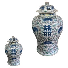 Paar chinesische Potiches aus Porzellan aus der Quing-Periode