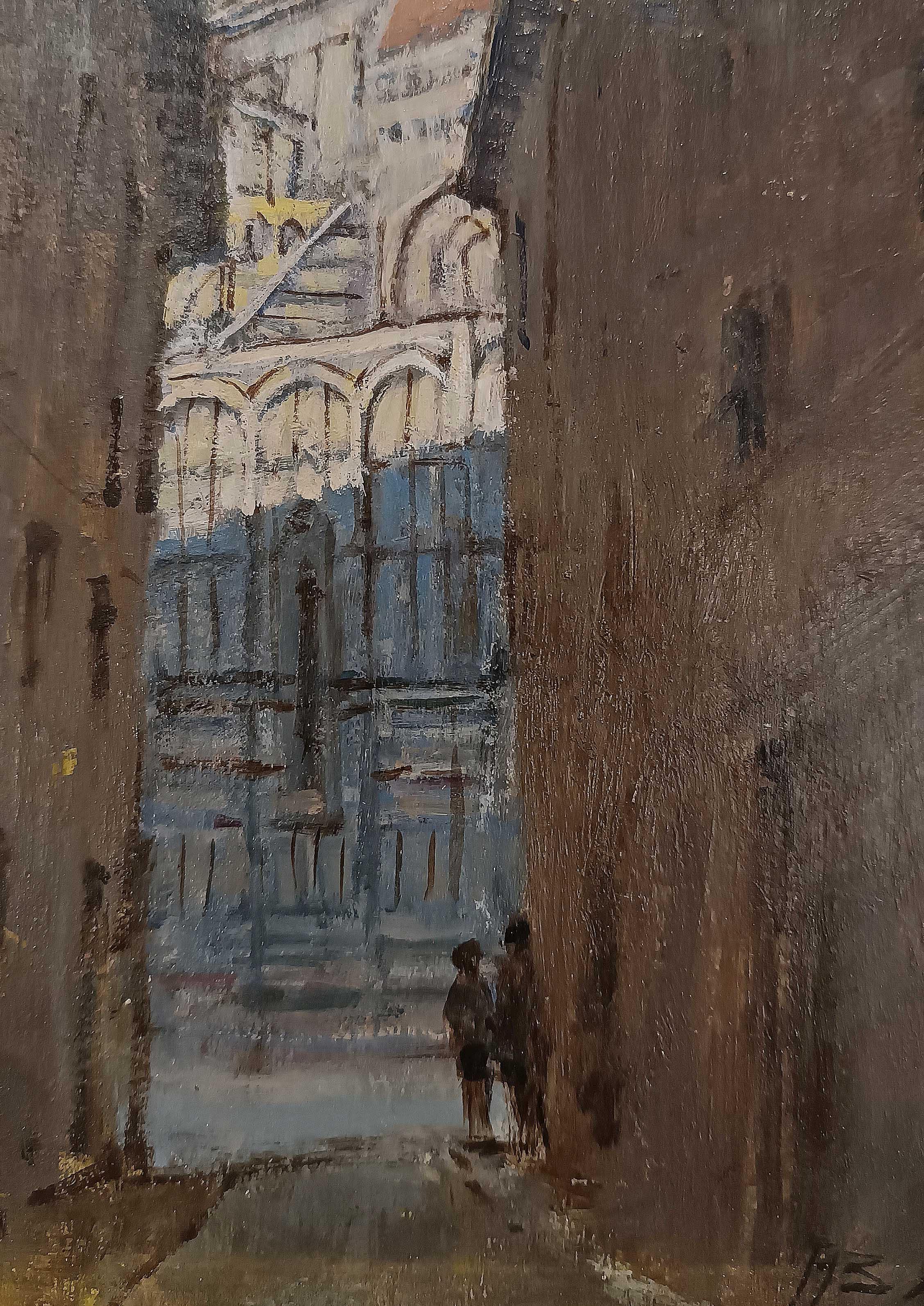 EARLY 20th CENTURY PAINTING WITH FLORENTINE VIEW (Holz) im Angebot