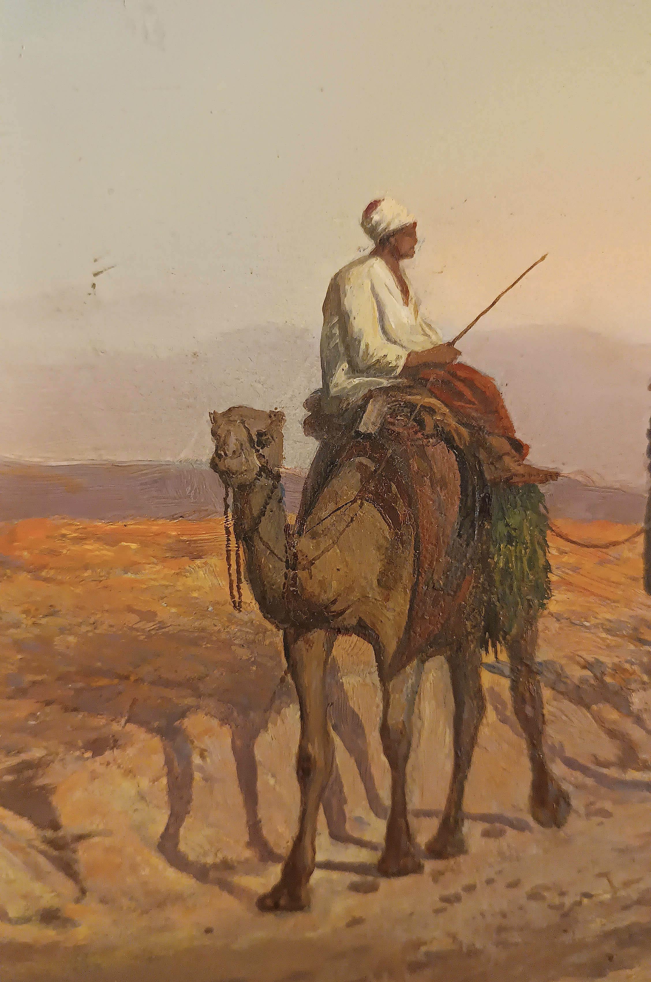 EARLY 20th CENTURY SMALL ORIENTALIST PAPER PAINTING (Handgefertigt) im Angebot