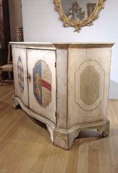 LATE 17TH-EARLY 18TH CENTURY PAINTED SIDEBOARD WITH COATS OF ARMS