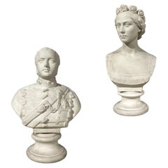 PAIRE DE BUSTS EN PORCELAINE « BISCUIT » DE LA FIN DU XIXe SIÈCLE