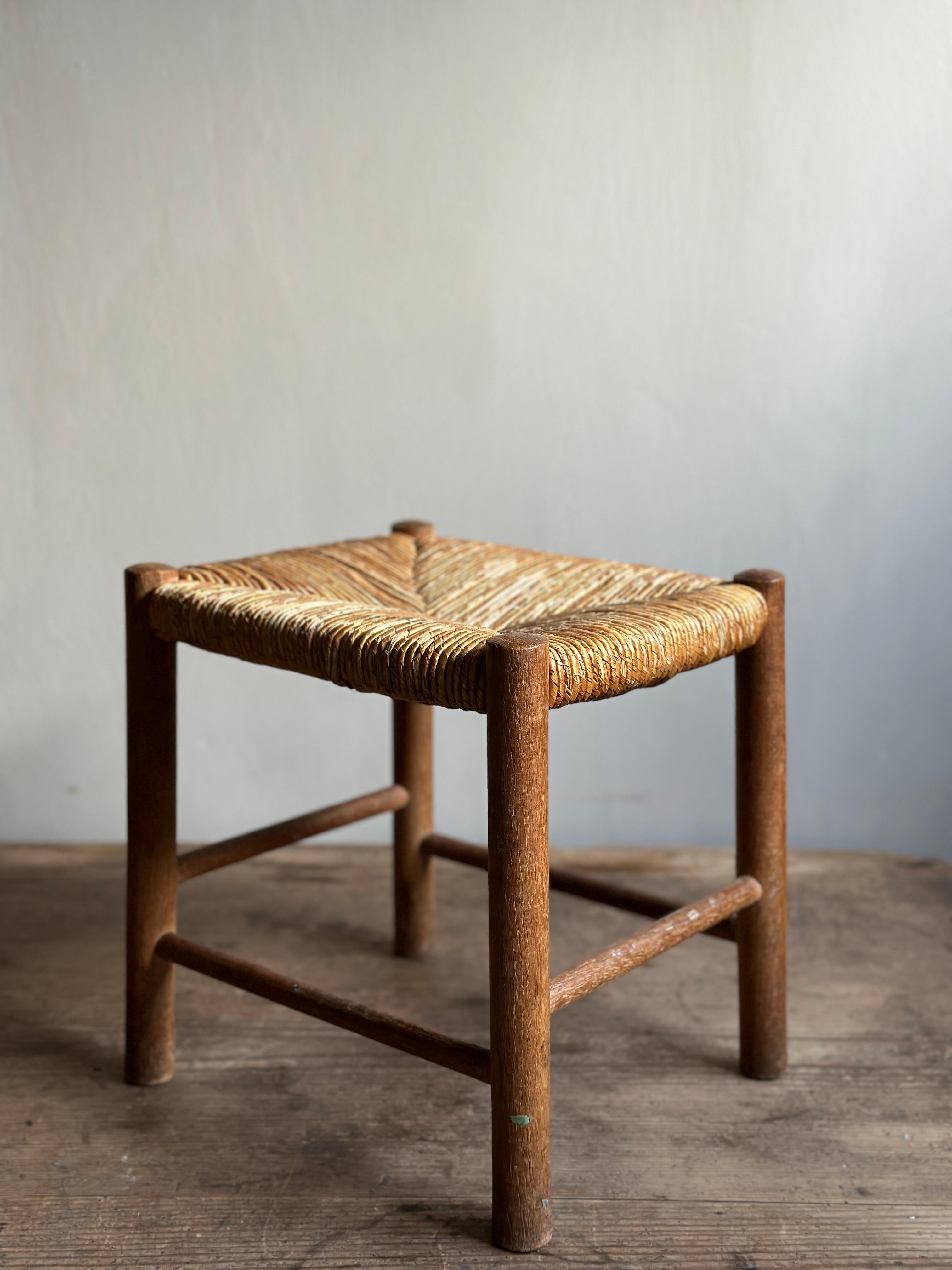 20th Century Small Woven Stool in the Manner of Charlotte Perriand, France, 1950s  For Sale