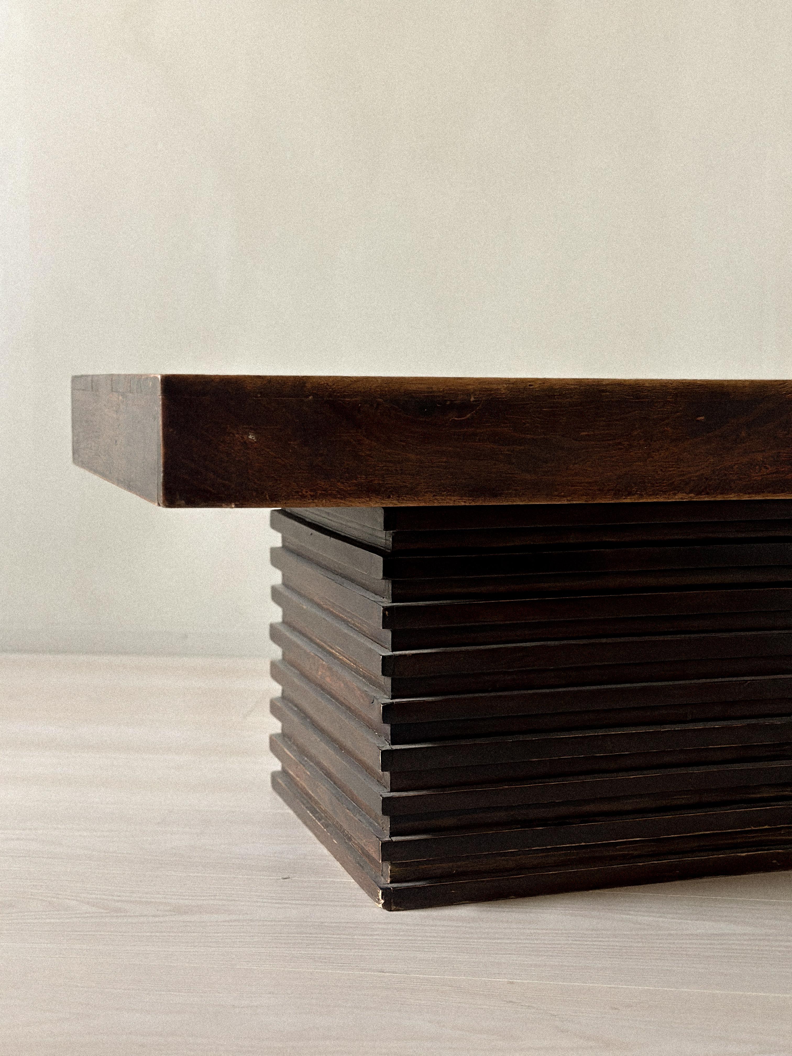 20th Century Spanish Modernist Coffee Table with Stacked Base, c. 1960s For Sale