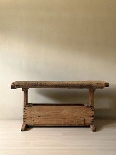 A Primitive Trestle Work Table / Console, Scandinavia Wabi Sabi c. 1800s
